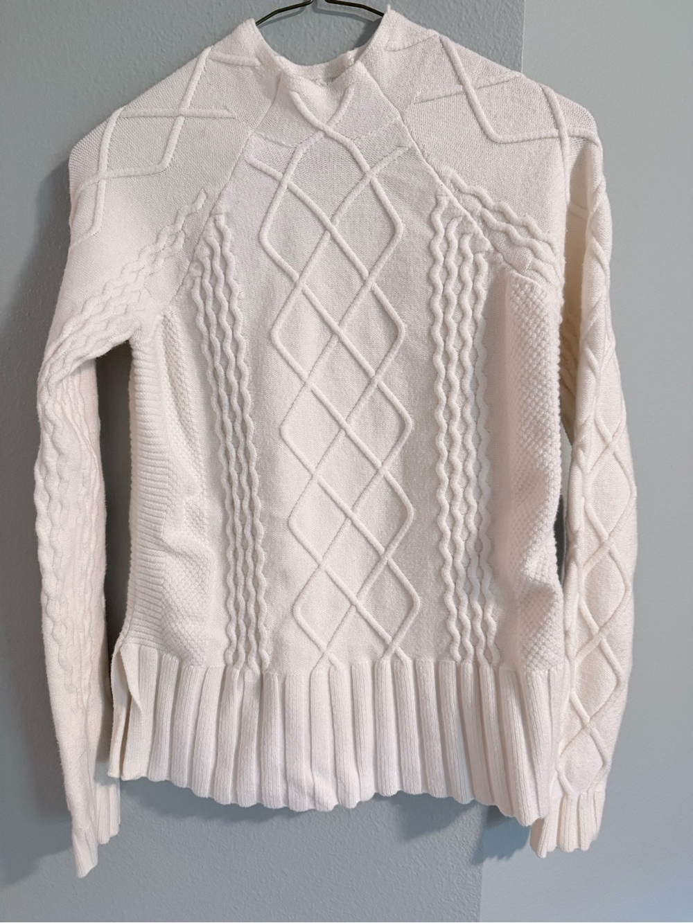 Cyrus Cream Cable-Knit Cowl Sweater